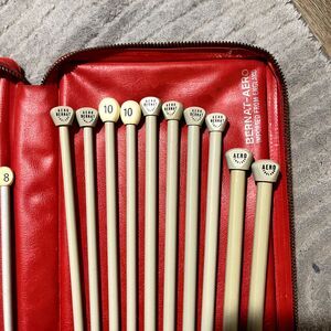 Vintage Bernat-Aero Knitting Needles Set Zippered Case Holder Organizer England